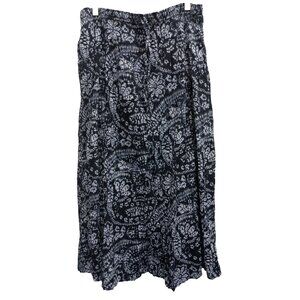 VTG Villager Liz Claiborne Womens Maxi Skirt Sz 14 Black Paisley BOHO Whimsygoth